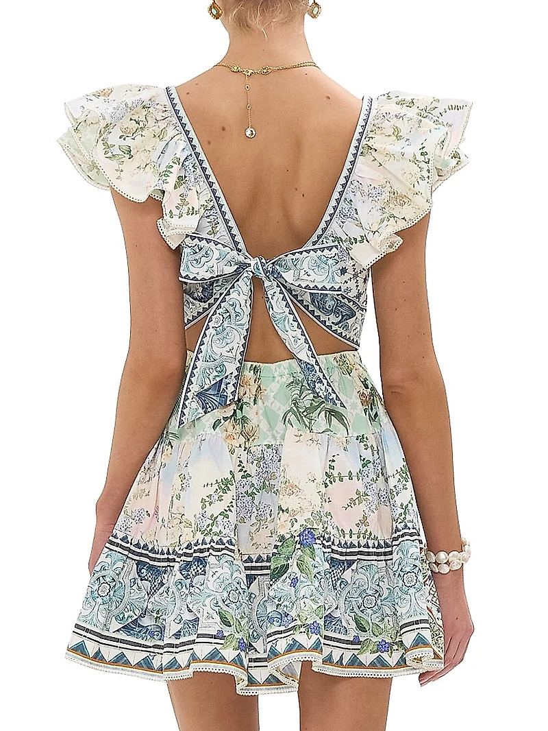 Floral Patchwork Ruffle Minidress
