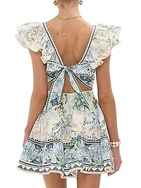 Floral Patchwork Ruffle Minidress