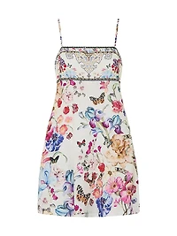 Printed Linen A-Line Mini-Slipdress