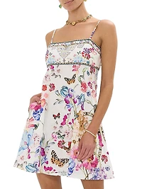 Printed Linen A-Line Mini-Slipdress