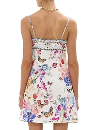 Printed Linen A-Line Mini-Slipdress