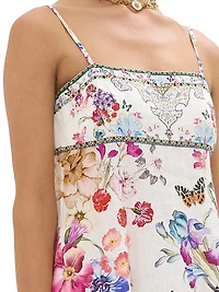 Printed Linen A-Line Mini-Slipdress