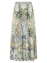 Printed Linen Maxi Skirt
