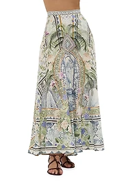 Printed Linen Maxi Skirt