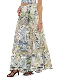 Printed Linen Maxi Skirt