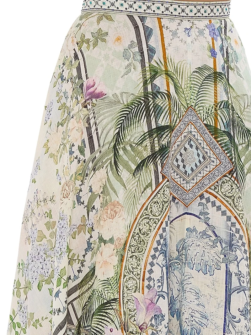 Printed Linen Maxi Skirt
