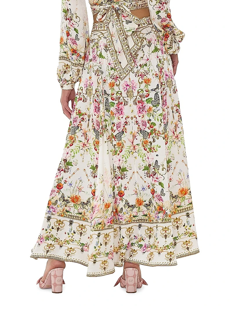 Rose Garden Silk Maxi Skirt