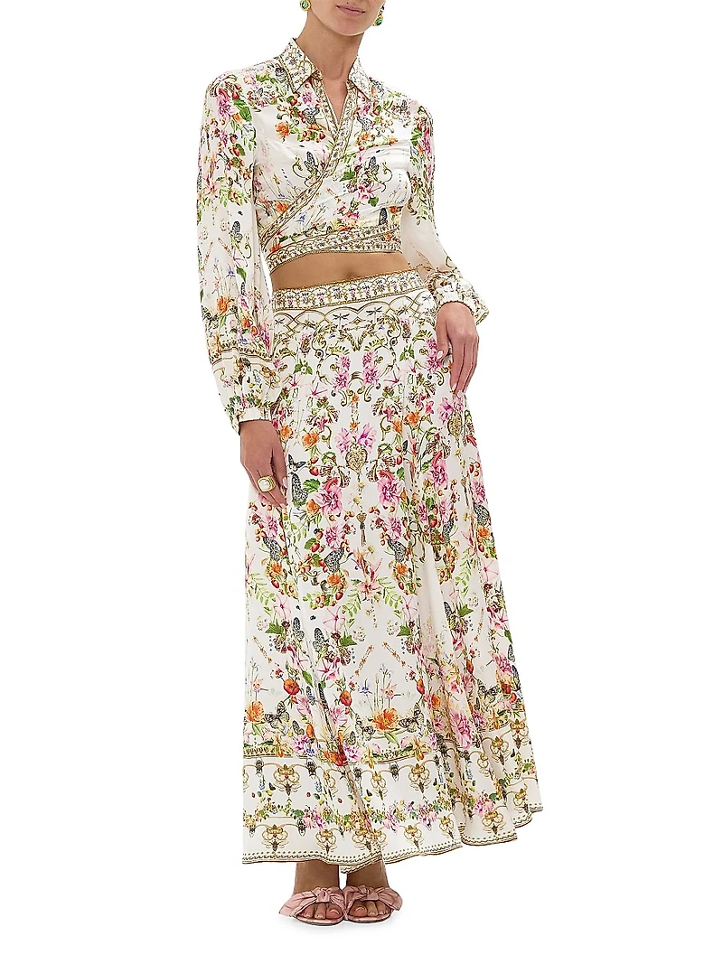 Rose Garden Silk Maxi Skirt