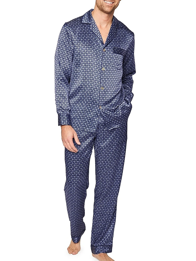 Geometric Mulberry Silk Pajamas