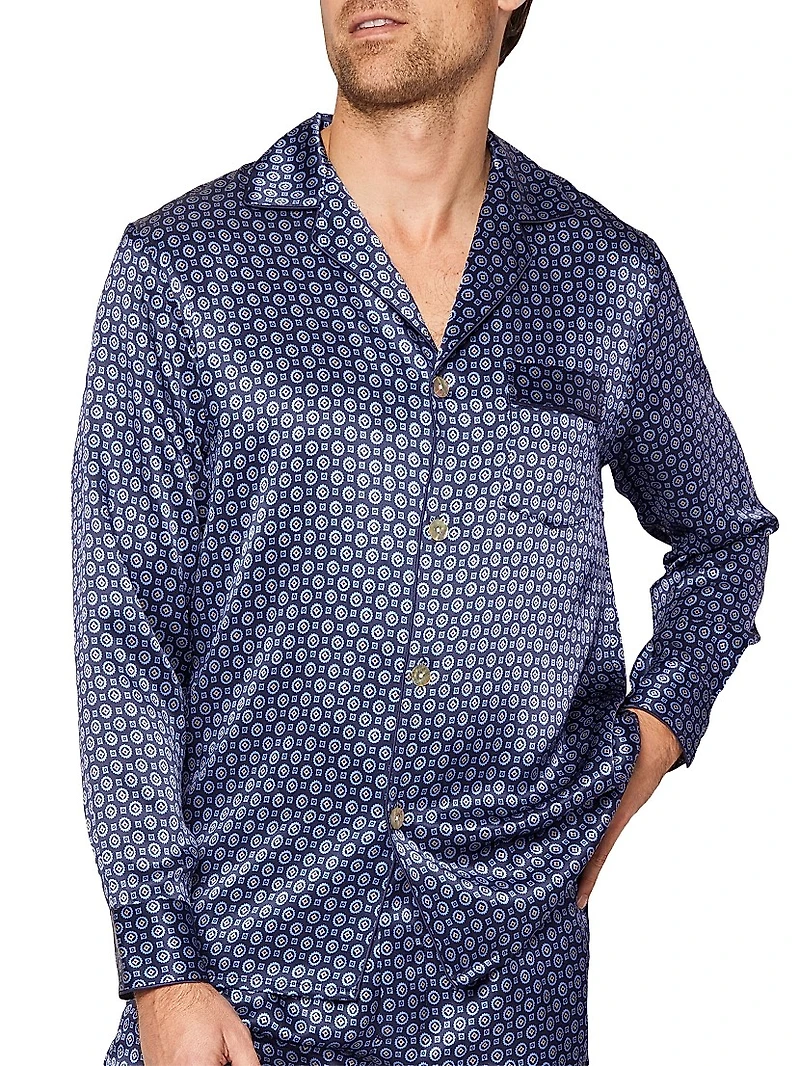 Geometric Mulberry Silk Pajamas