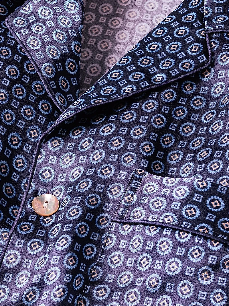 Geometric Mulberry Silk Pajamas