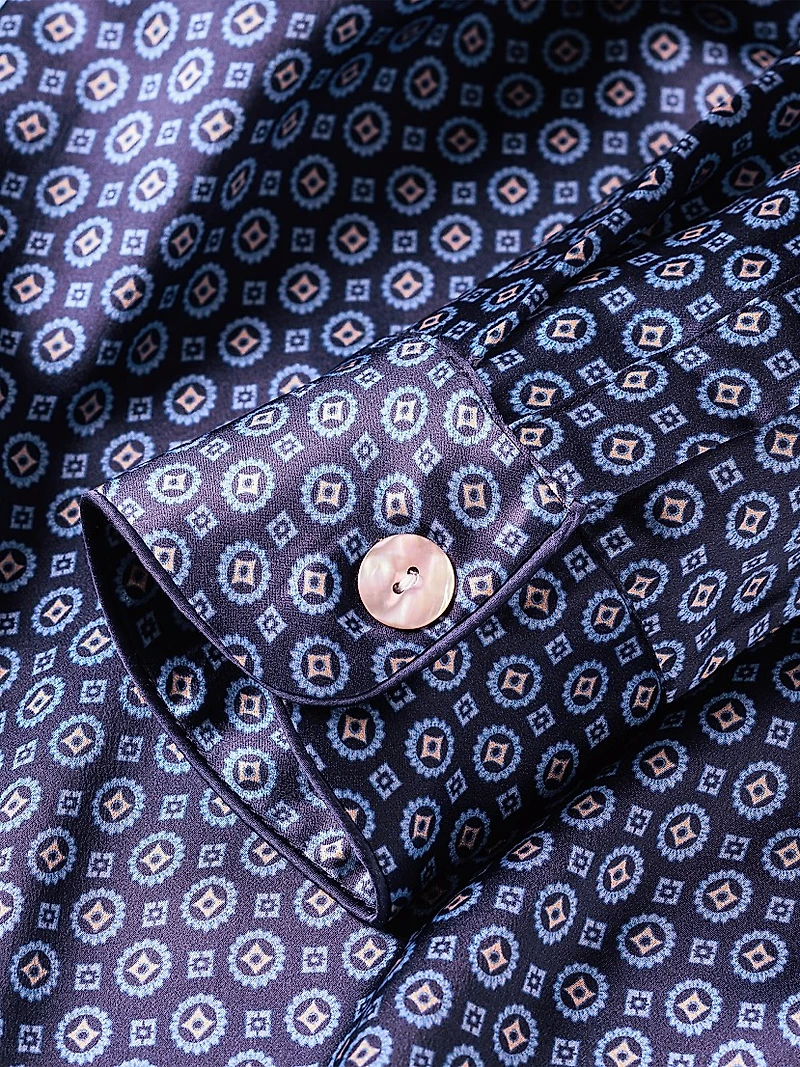 Geometric Mulberry Silk Pajamas