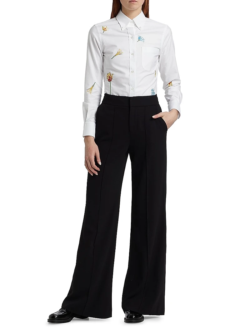 Embroidered Floral Cotton Shirt