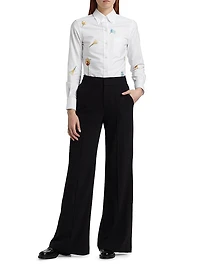 Embroidered Floral Cotton Shirt