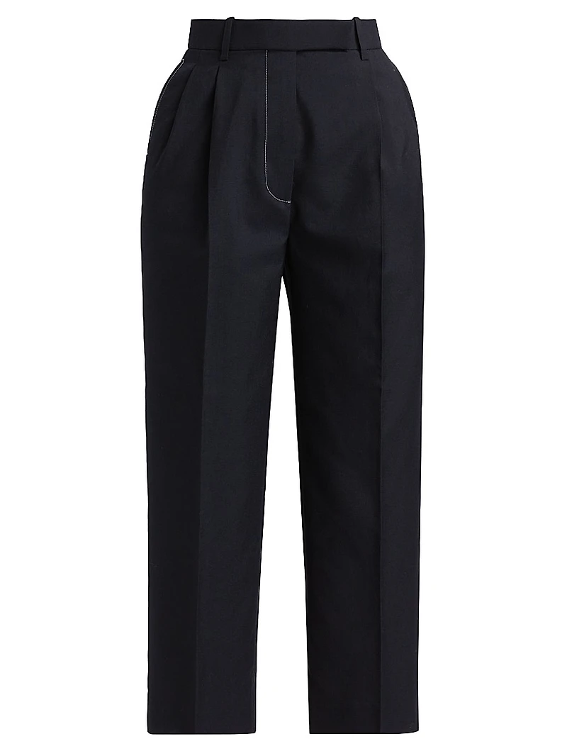 High-Rise Double Pleat Trousers