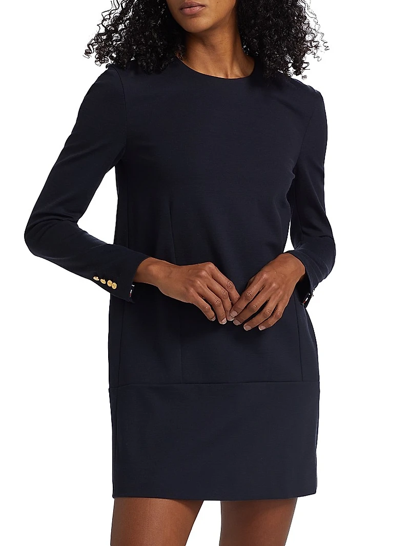 Wool-Blend Shift Minidress