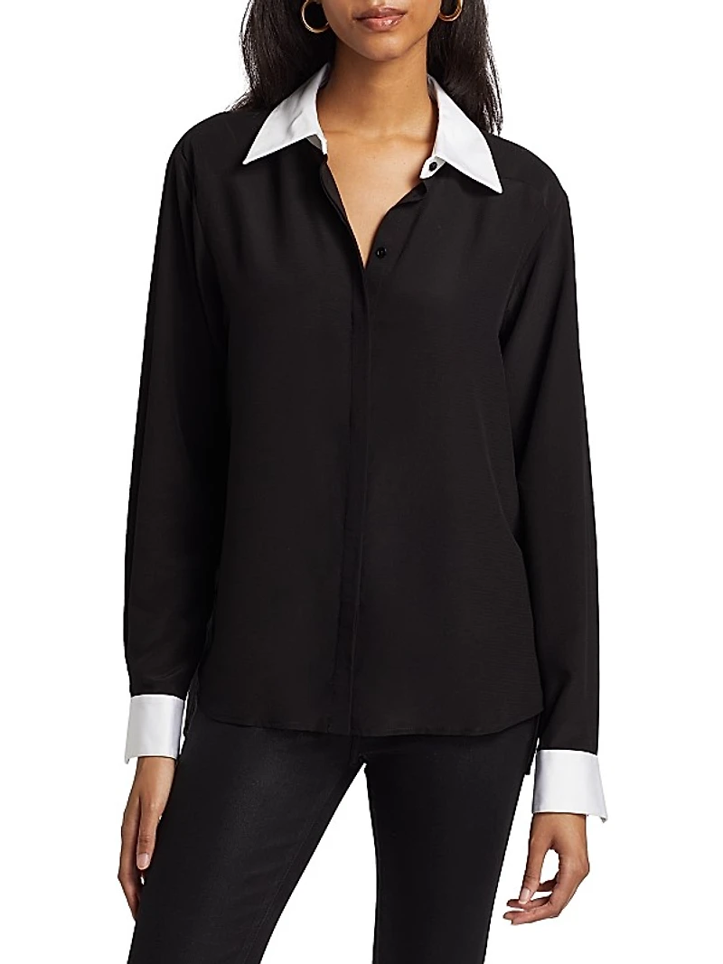 Benton Silk Button-Front Shirt