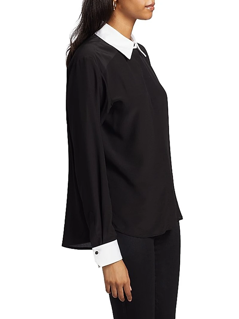 Benton Silk Button-Front Shirt