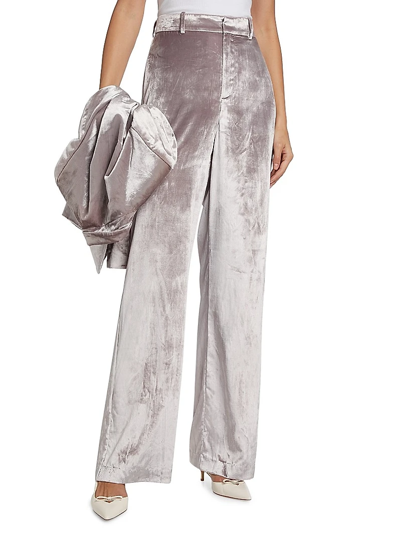 Chateau Velvet Wide-Leg Pants