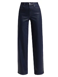 Sasha Coated High-Rise Stretch Wide-Leg Jeans