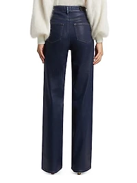 Sasha Coated High-Rise Stretch Wide-Leg Jeans