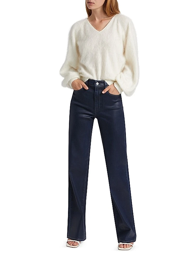 Sasha Coated High-Rise Stretch Wide-Leg Jeans