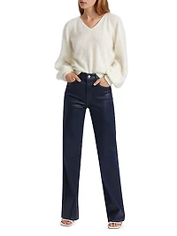 Sasha Coated High-Rise Stretch Wide-Leg Jeans