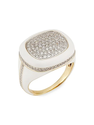 14K Yellow Gold, Enamel & 1.20 TCW Diamond Cocktail Ring