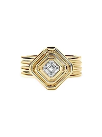 14K Yellow Gold & 1.0 TCW Diamond Asscher Solitaire Ring