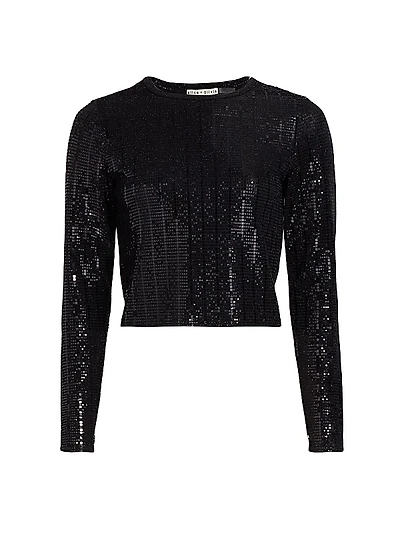Delaina Sequined Crop Top