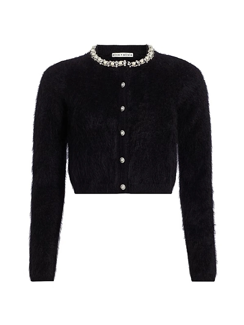 Greyson Embellished Cashmere Crop Cardigan