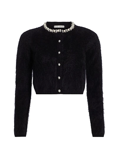 Greyson Embellished Cashmere Crop Cardigan