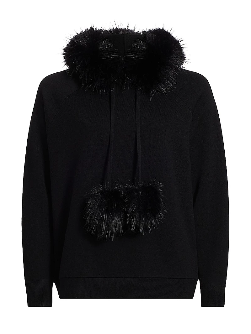 Oscar Faux Fur-Trimmed Knit Hoodie