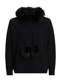Oscar Faux Fur-Trimmed Knit Hoodie