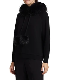 Oscar Faux Fur-Trimmed Knit Hoodie