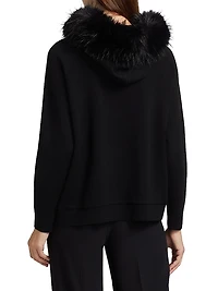 Oscar Faux Fur-Trimmed Knit Hoodie