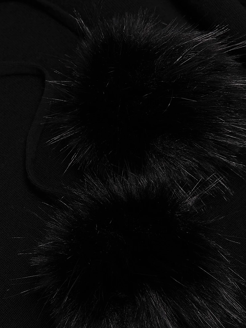 Oscar Faux Fur-Trimmed Knit Hoodie