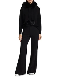 Oscar Faux Fur-Trimmed Knit Hoodie