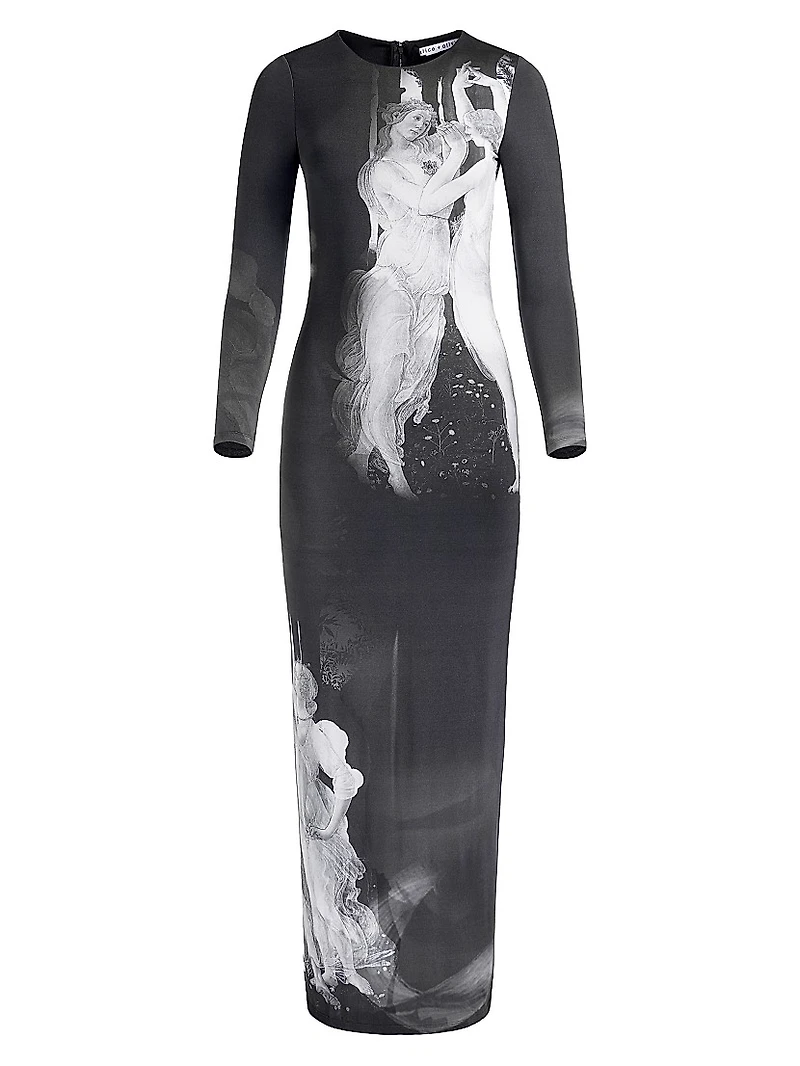 Delora Graphic Long-Sleeve Maxi Dress