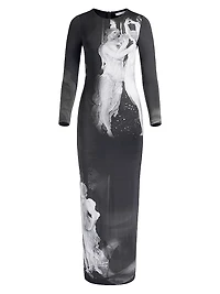 Delora Graphic Long-Sleeve Maxi Dress