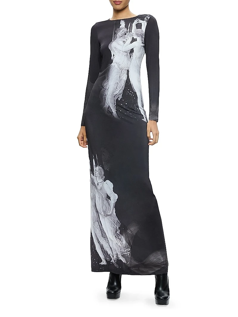 Delora Graphic Long-Sleeve Maxi Dress