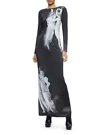 Delora Graphic Long-Sleeve Maxi Dress