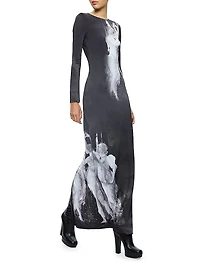 Delora Graphic Long-Sleeve Maxi Dress