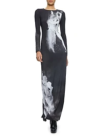 Delora Graphic Long-Sleeve Maxi Dress