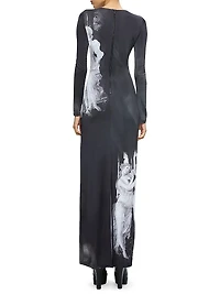 Delora Graphic Long-Sleeve Maxi Dress