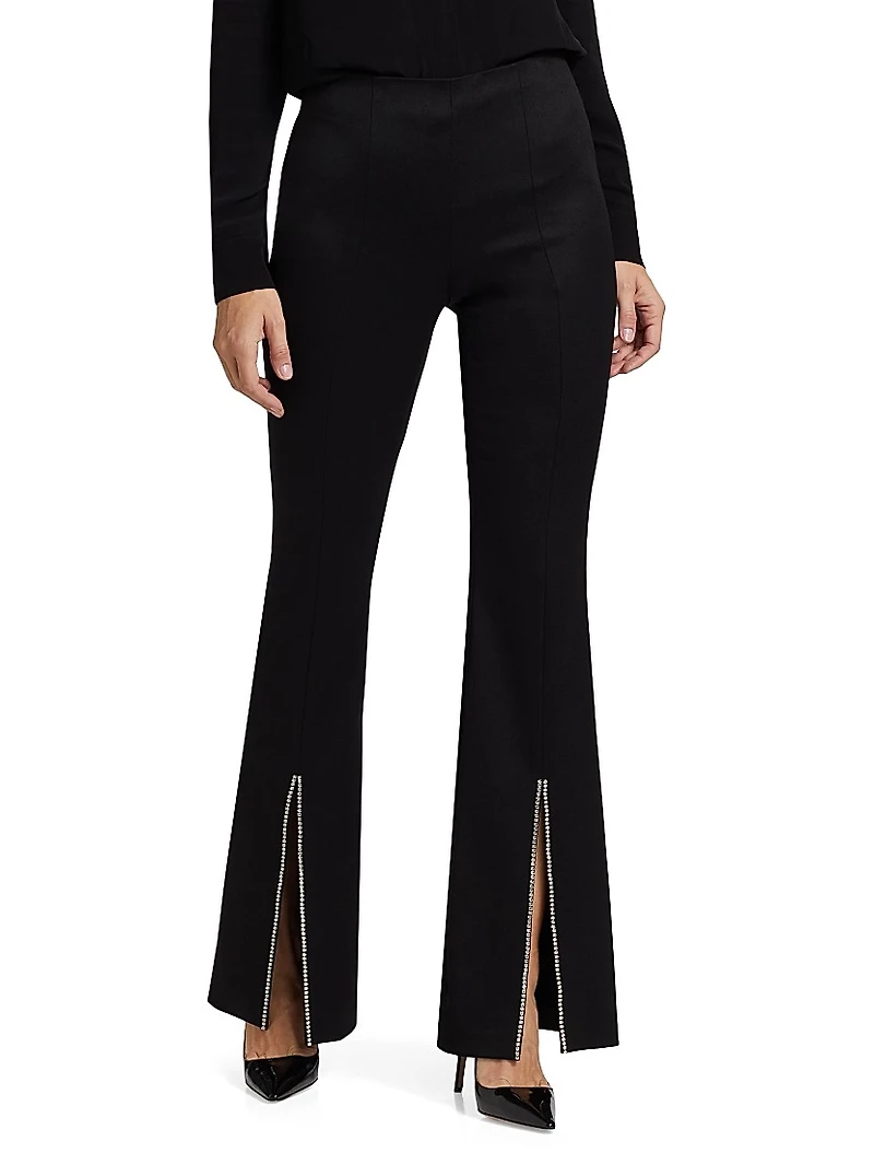 Rhinestone Stretch Boot-Cut Pants