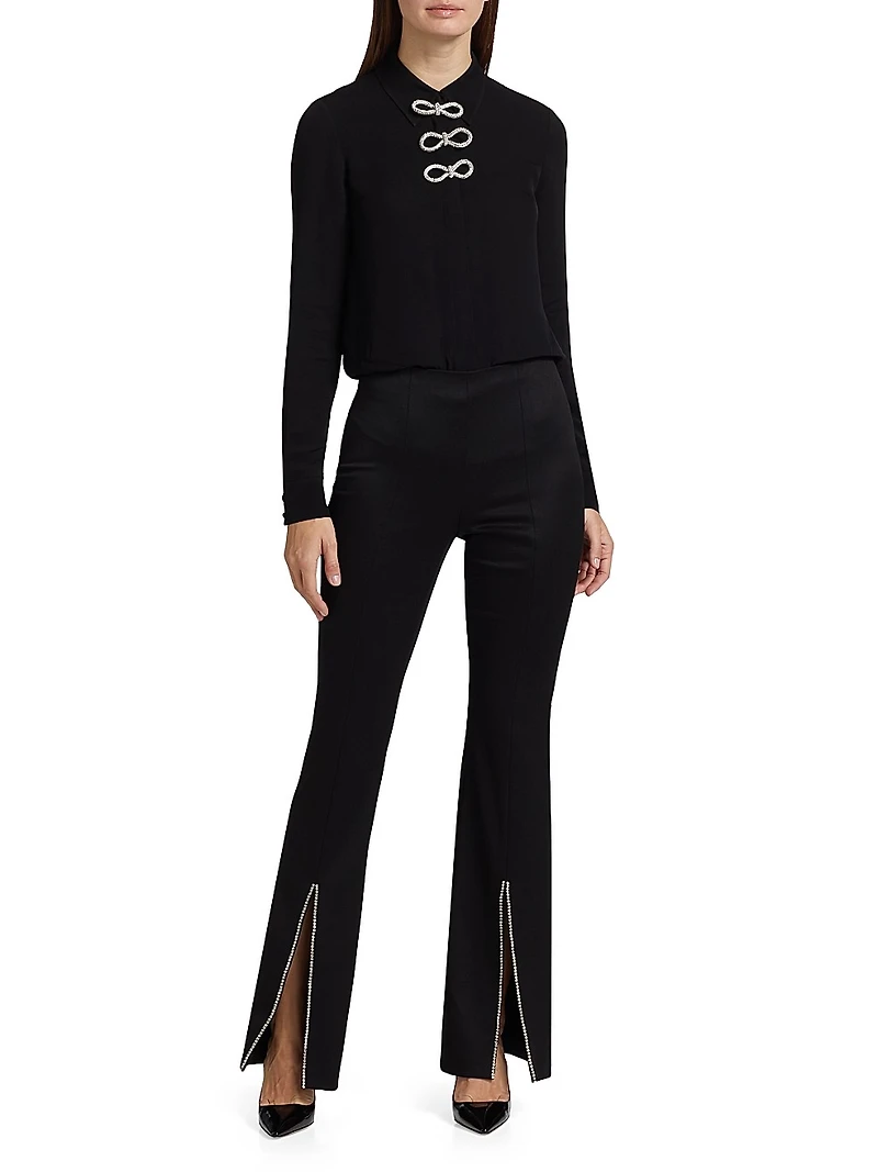 Rhinestone Stretch Boot-Cut Pants