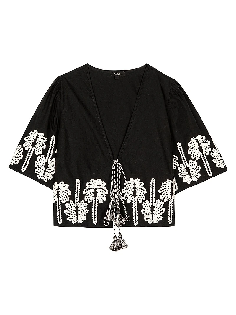 Pari Embroidered Cotton Crop Shirt