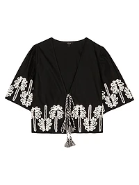 Pari Embroidered Cotton Crop Shirt