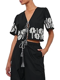 Pari Embroidered Cotton Crop Shirt